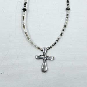 MORGAN 999 sterling silver cross bead necklace - GM516